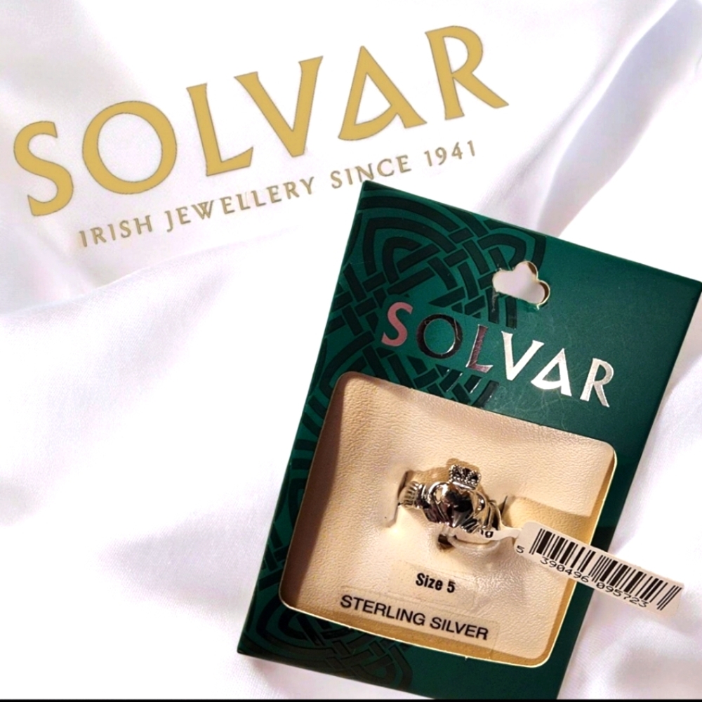 New! Solvar Sterling Silver Ladies Claddagh Ring Size 5